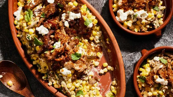 Esquites with Crispy Adobo Carnitas